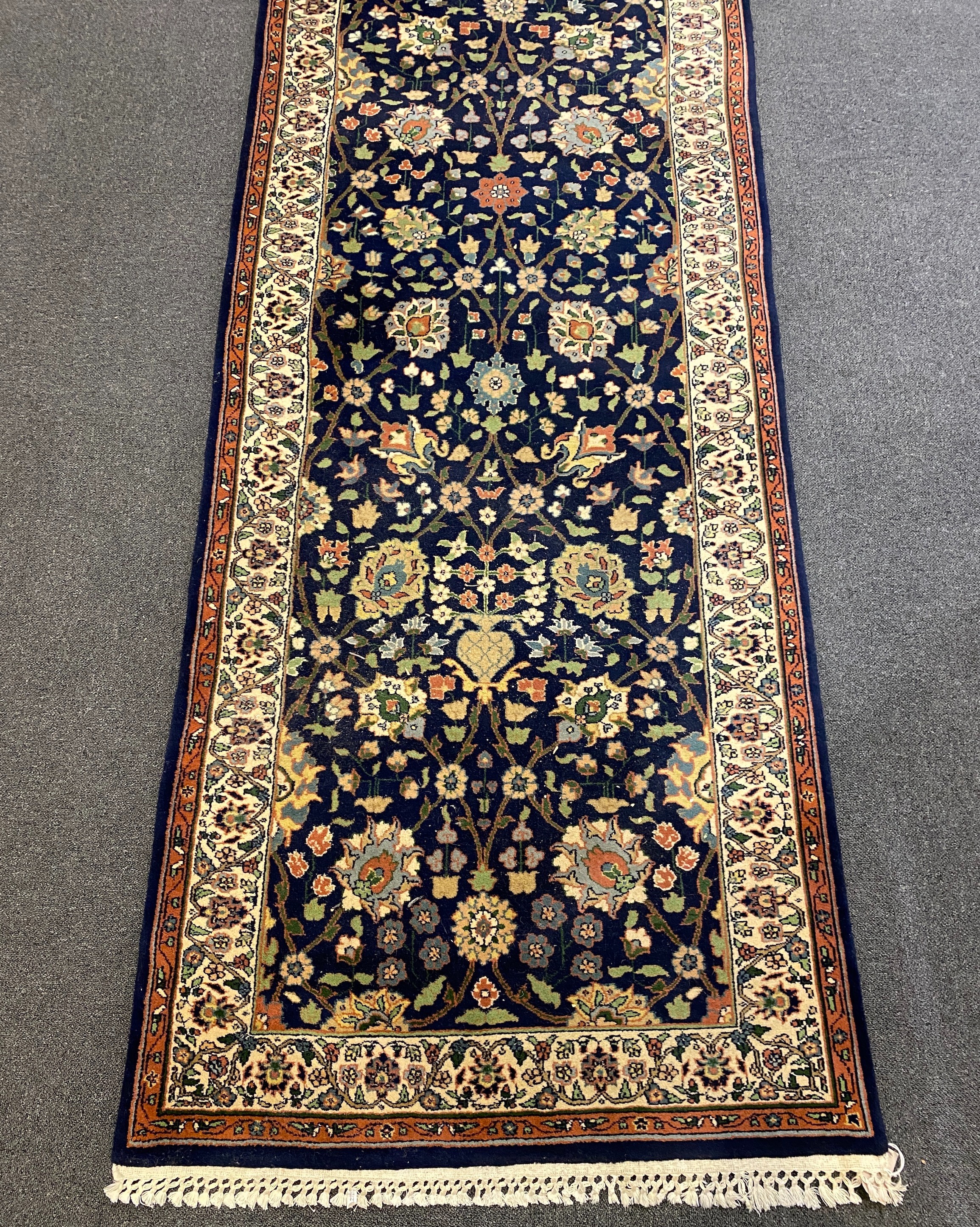 A Bijar blue ground runner, 464cm x 100cm